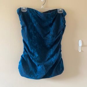 Express blue snakeskin tube top size Large